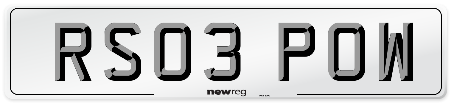 RS03 POW Number Plate from New Reg